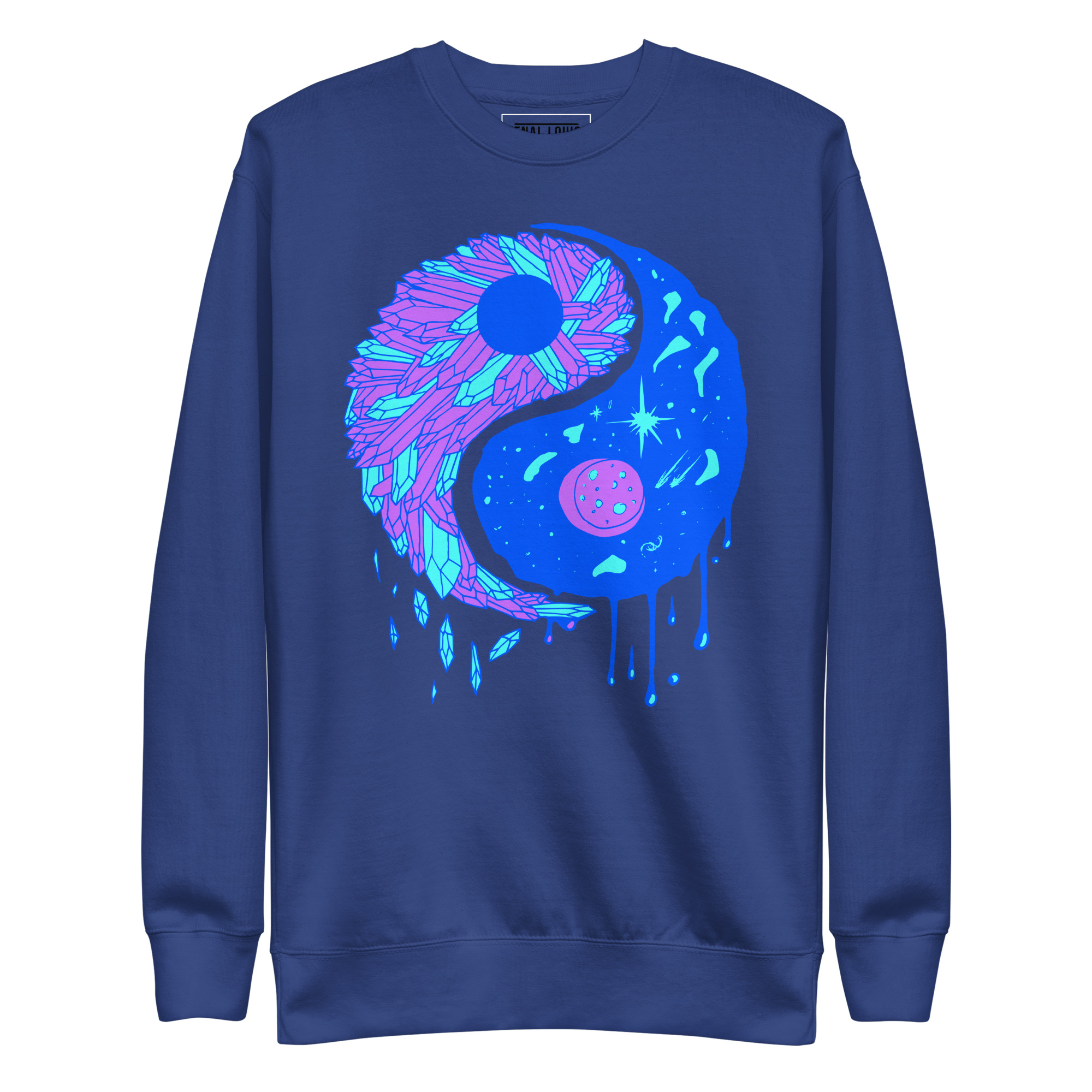 Blue Yin Yang Crystals and Night Sky - Yin Yang Sweatshirt - Image 6