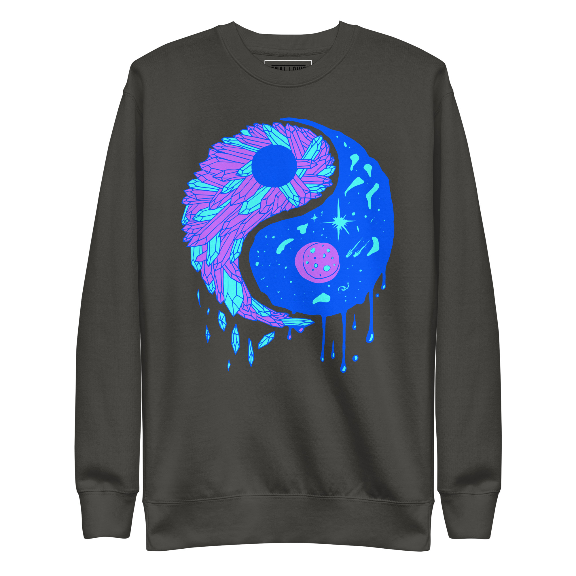 Blue Yin Yang Crystals and Night Sky - Yin Yang Sweatshirt - Image 7
