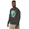 Elephant sweatshirt with original crowned elephant illustration by Kenal Louis, shown in black crewneck fleece