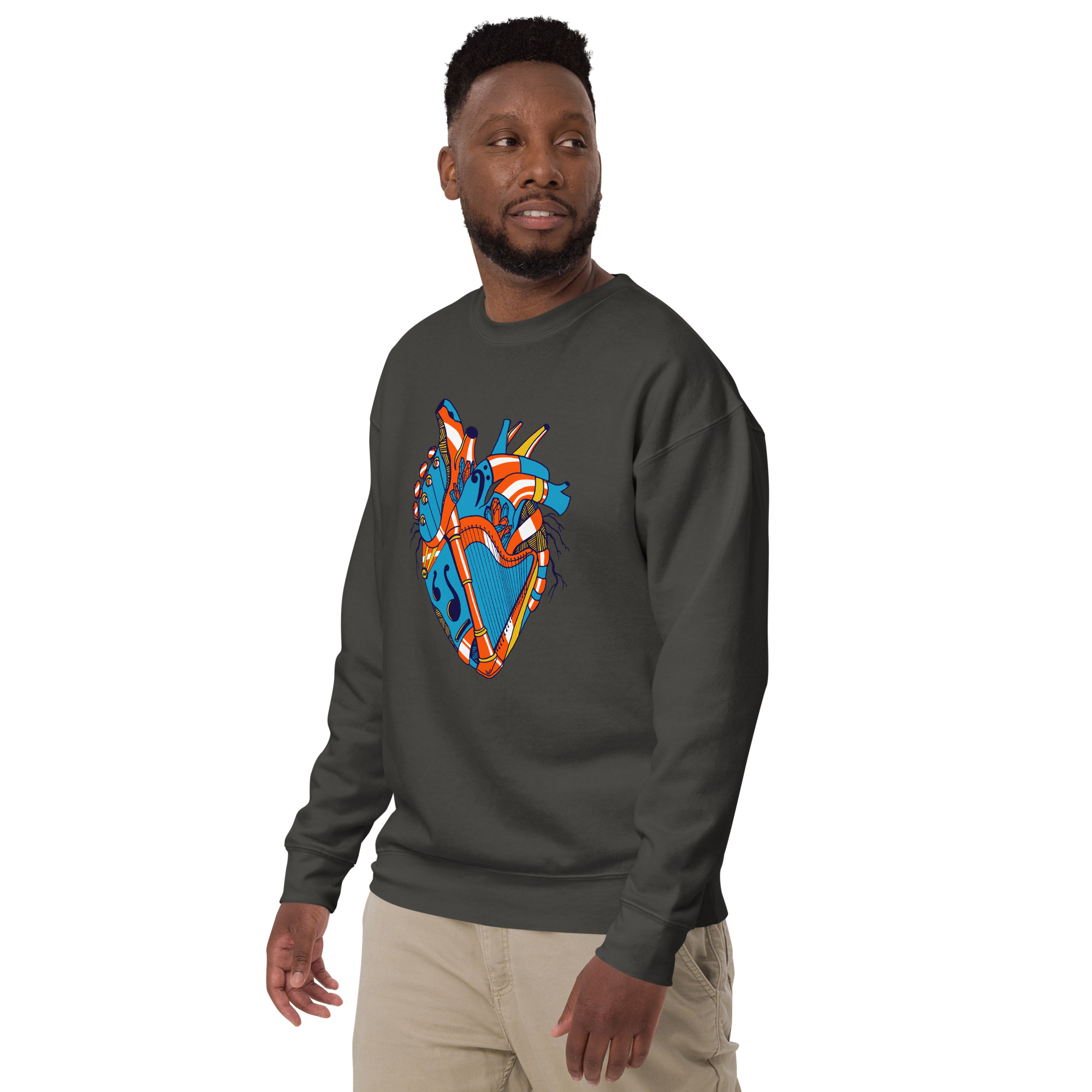 Orange and Blue Musical Heart No. 2 - Human Heart Sweatshirt - Image 5