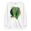 Elephant sweatshirt with a hand-drawn royal crown illustration by Kenal Louis, shown in bone and dusty rose crew neck styles
