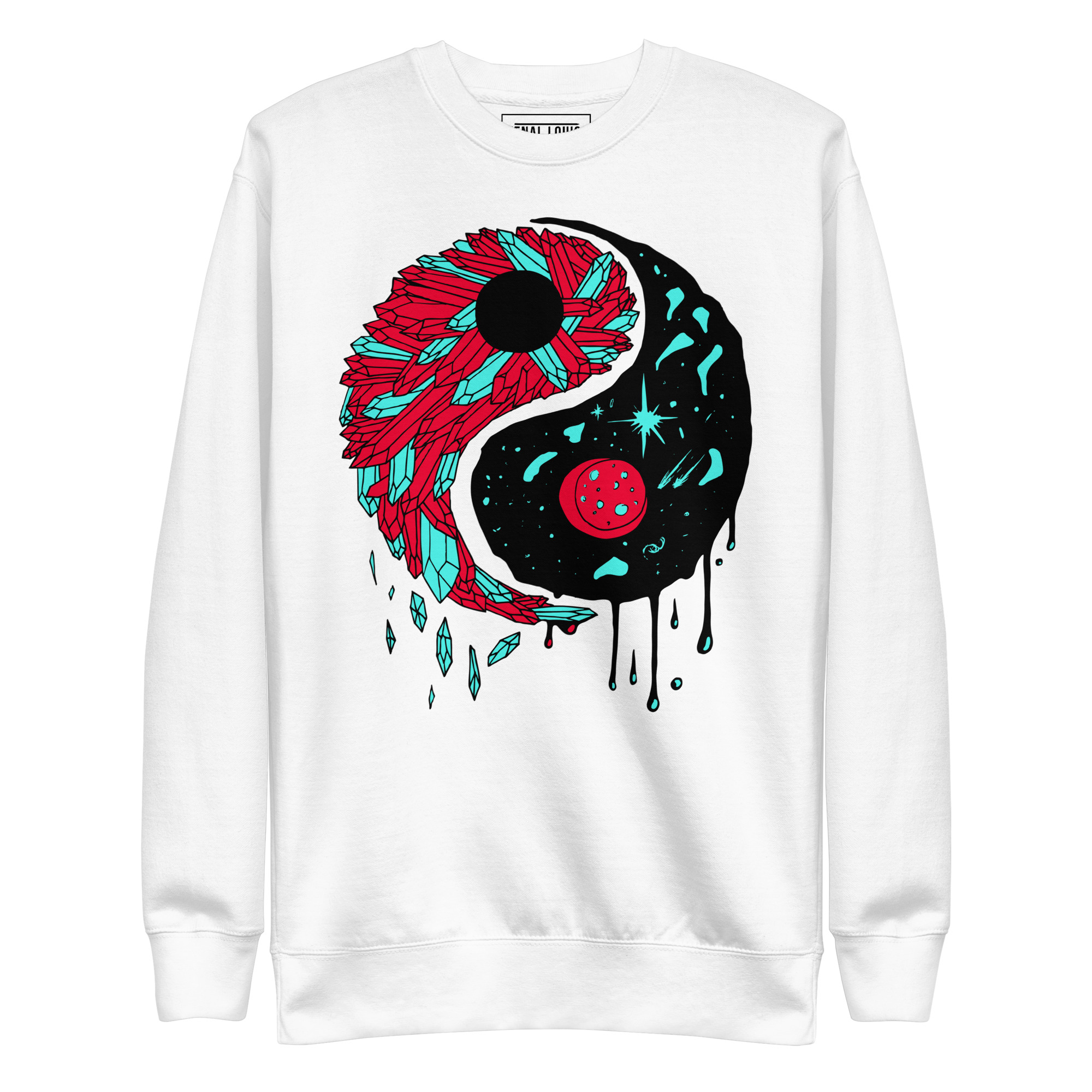 Turquoise Red Yang Crystals and Night Sky - Yin Yang Sweatshirt - Image 8