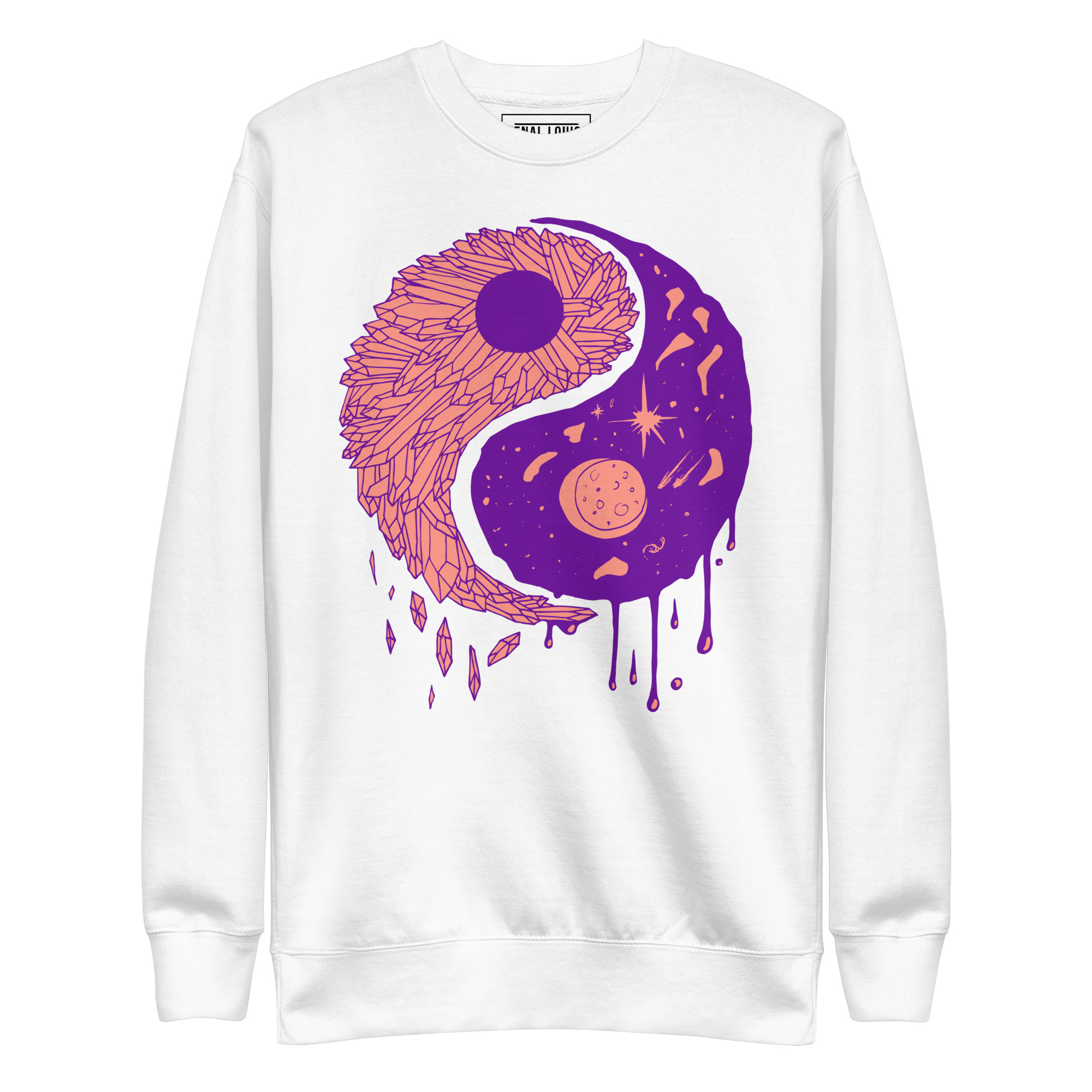 Violet Yin Yang Crystals and Night Sky - Yin Yang Sweatshirt - Image 8
