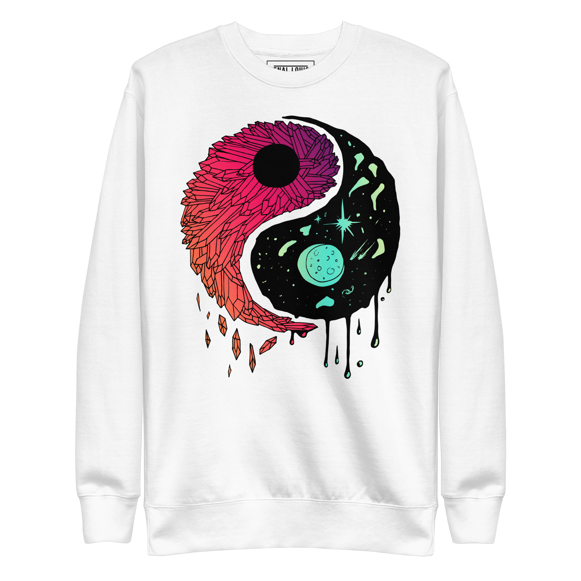 Blue Red Blend Yin Yang Crystals and Night Sky - Yin Yang Sweatshirt - Image 8
