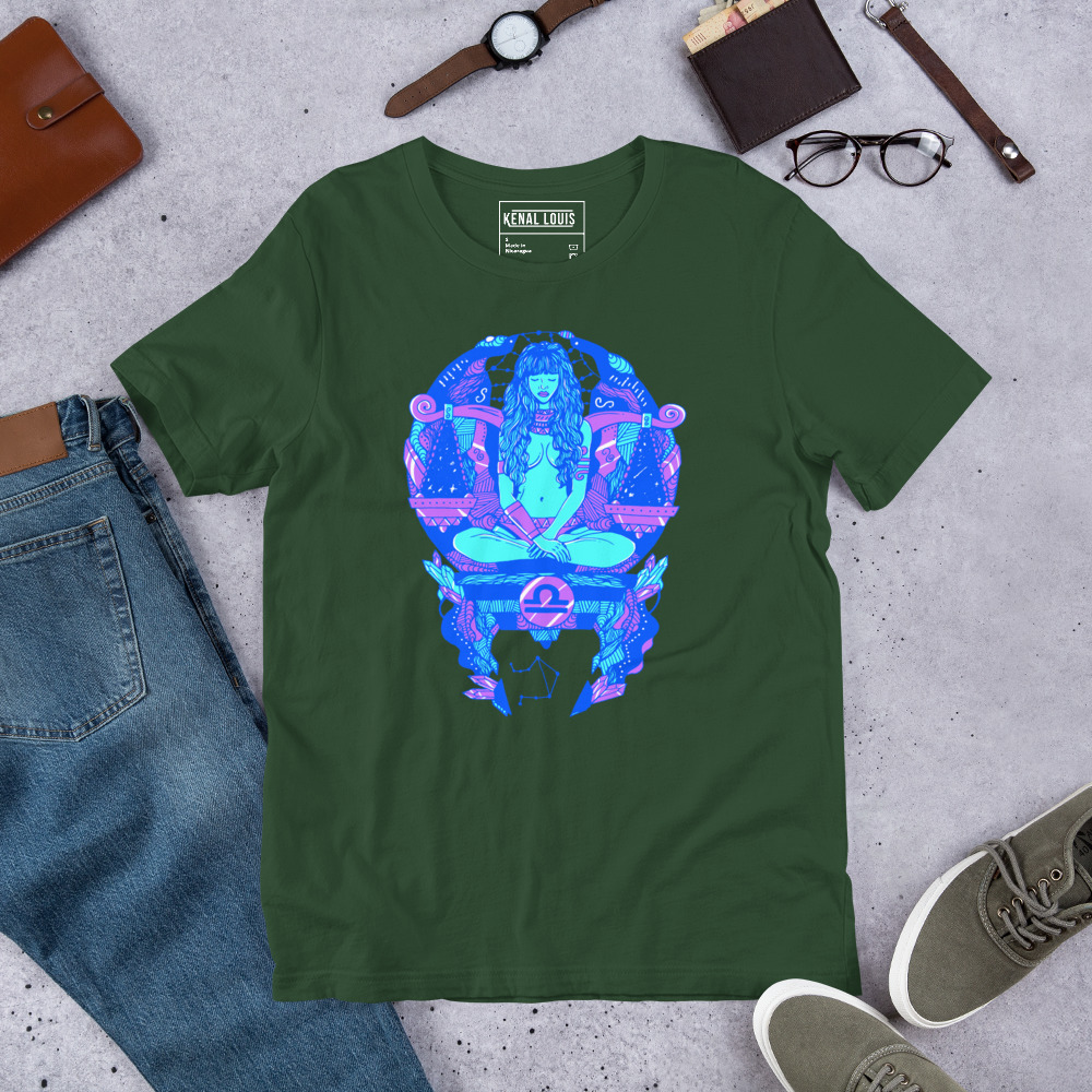 Blue Libra Beauty Zodiac T-Shirt in Soft Combed Cotton - Image 8
