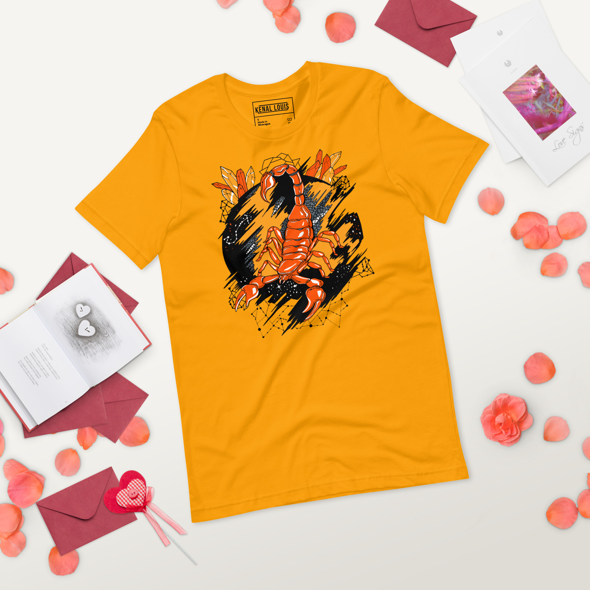 Orange and Grey Cosmic Scorpion - Scorpion T-shirt - Image 3