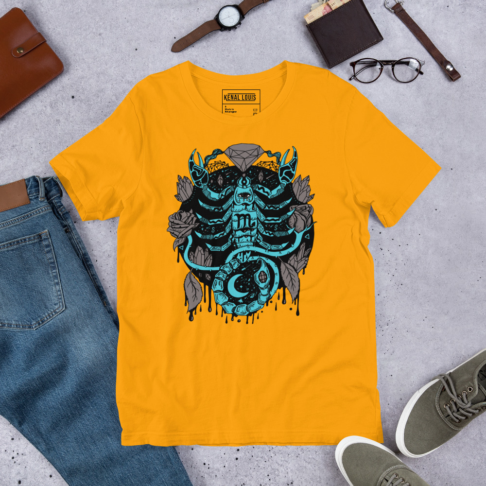 Blue and Grey Mystic Scorpio Zodiac - Scorpio T-shirt - Image 6