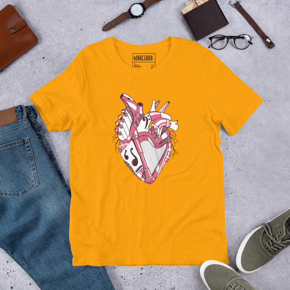 Pink and White Musical Heart No. 2 - Human Heart T-shirt - Image 6
