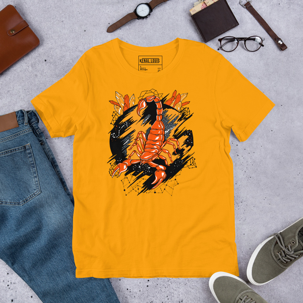 Orange and Grey Cosmic Scorpion - Scorpion T-shirt - Image 5