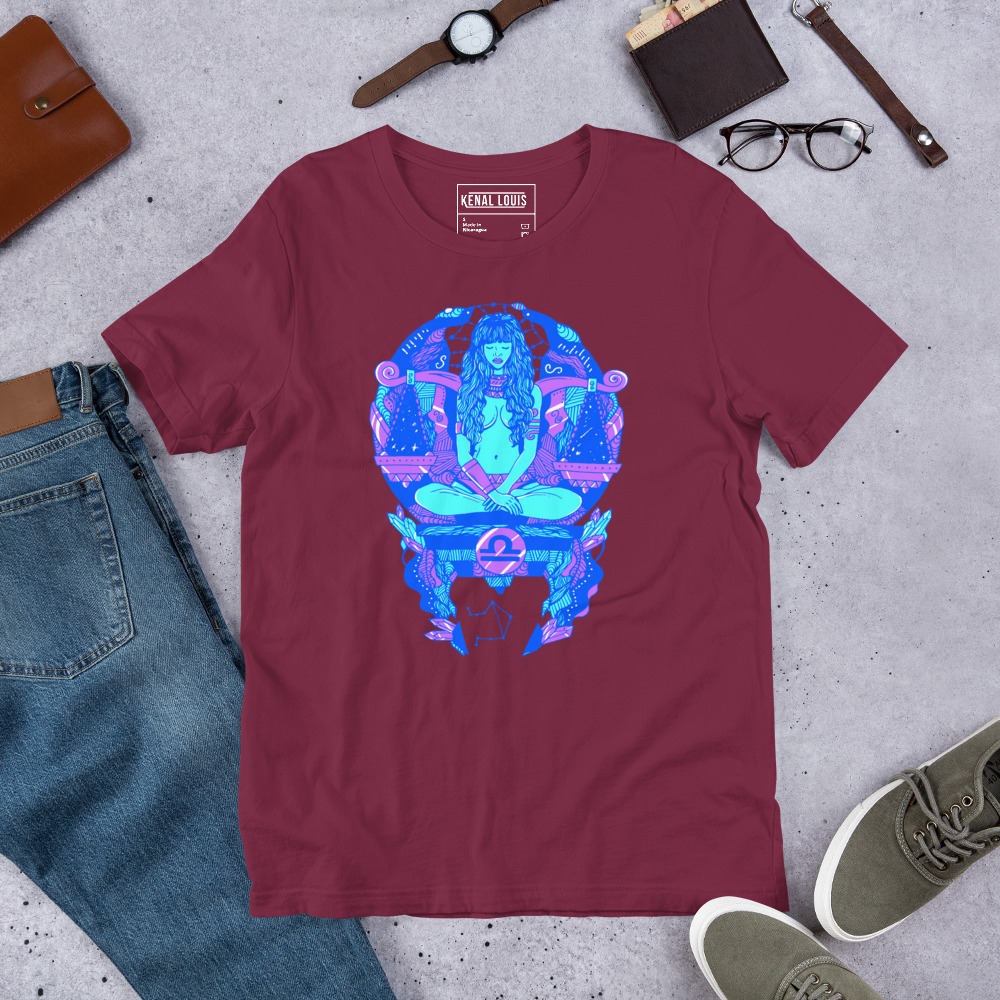 Blue Libra Beauty Zodiac T-Shirt in Soft Combed Cotton - Image 7