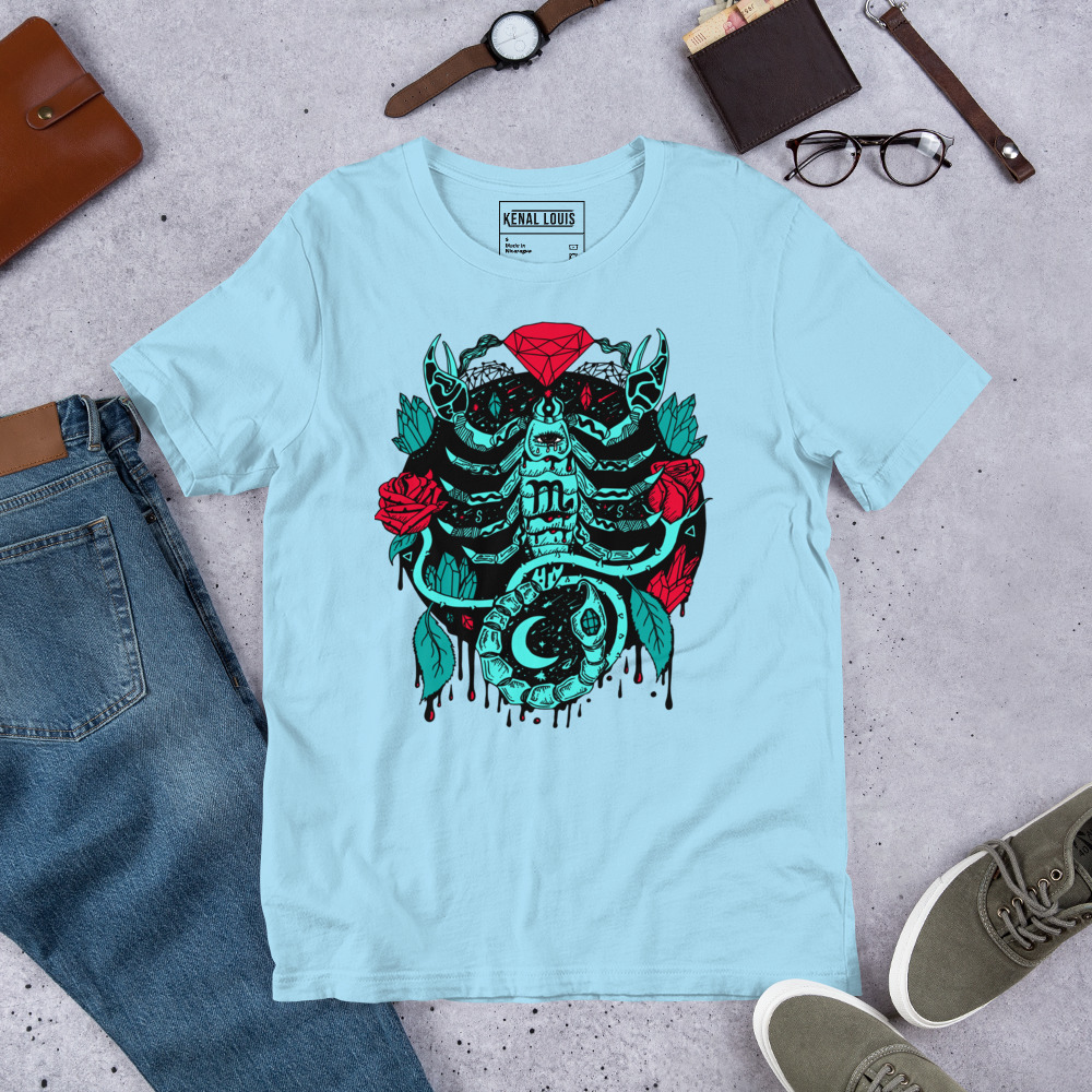 Turquoise Red Mystic Scorpio Zodiac - Scorpio T-shirt - Image 8