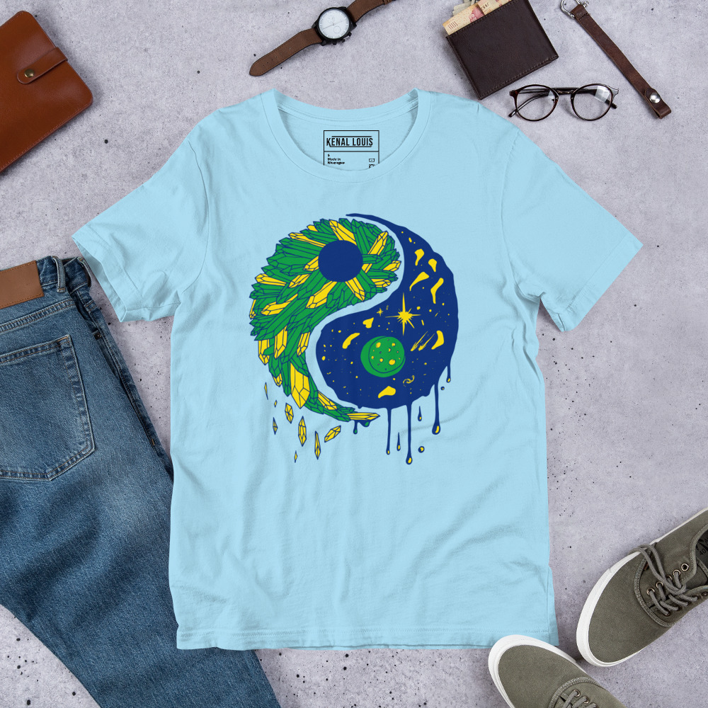 Brasil Yin Yang Crystals and Night Sky - Yin Yang T-shirt - Image 7