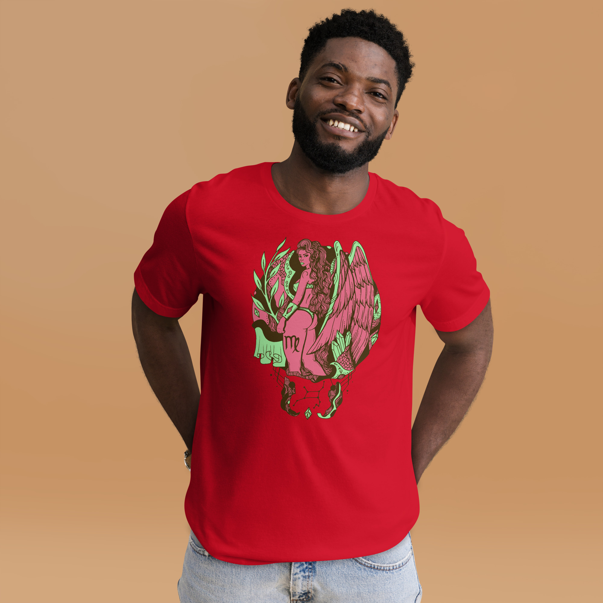 Pink and Green Virgo Beauty - Virgo T-shirt - Image 2