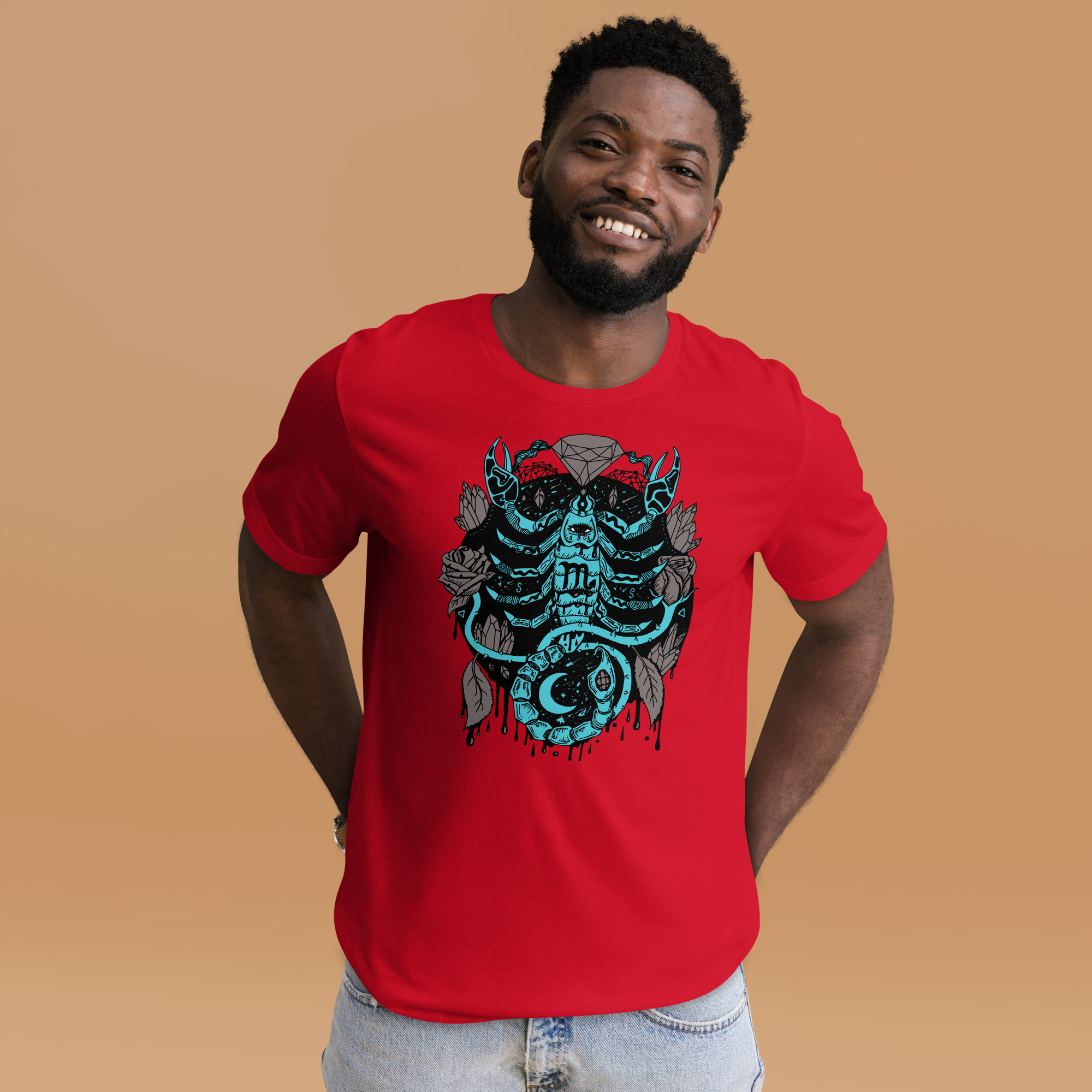 Blue and Grey Mystic Scorpio Zodiac - Scorpio T-shirt - Image 2