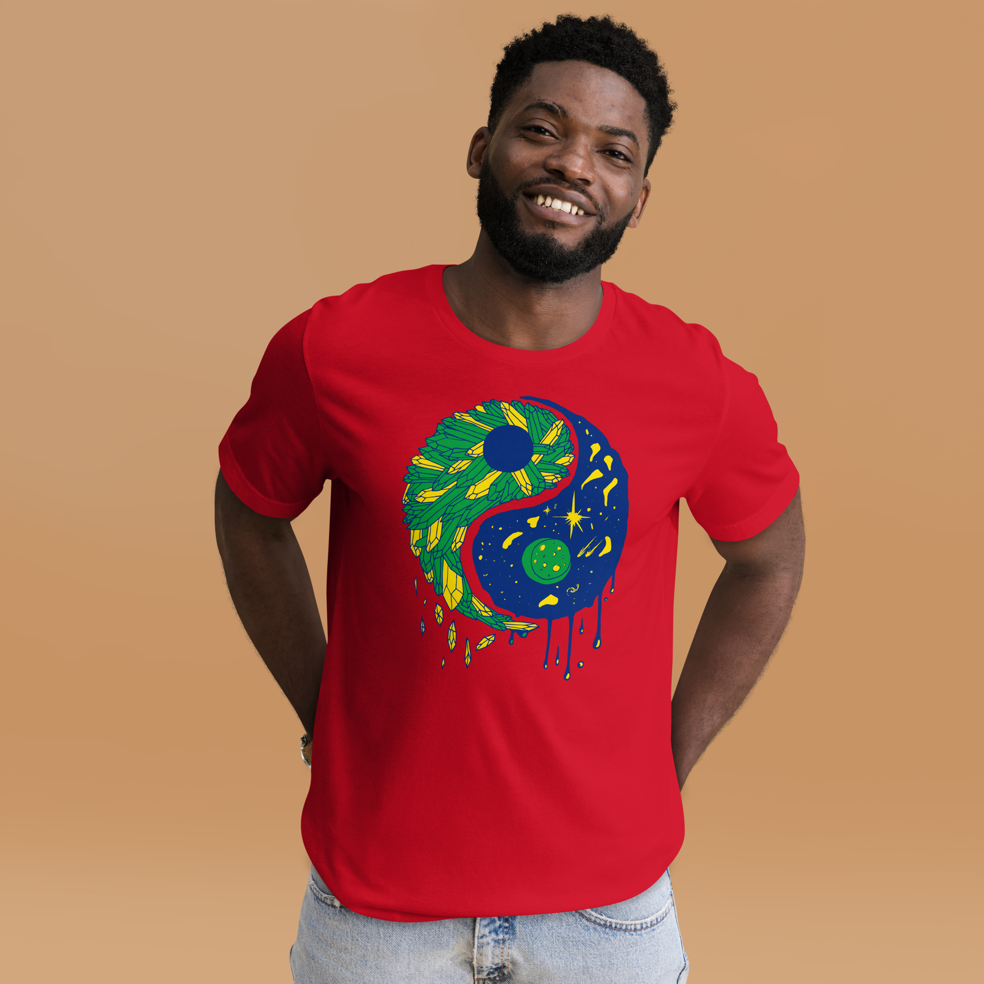 Brasil Yin Yang Crystals and Night Sky - Yin Yang T-shirt - Image 2