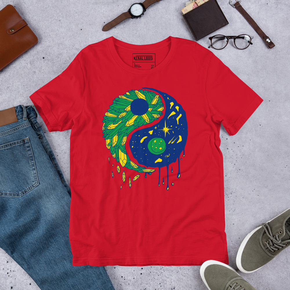 Brasil Yin Yang Crystals and Night Sky - Yin Yang T-shirt - Image 4
