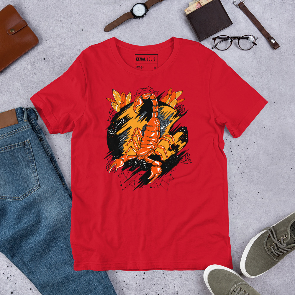 Orange and Grey Cosmic Scorpion - Scorpion T-shirt - Image 4