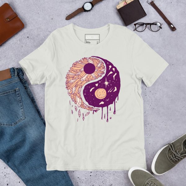 Peach Yin Yang Crystals and Night Sky - Yin Yang T-shirt
