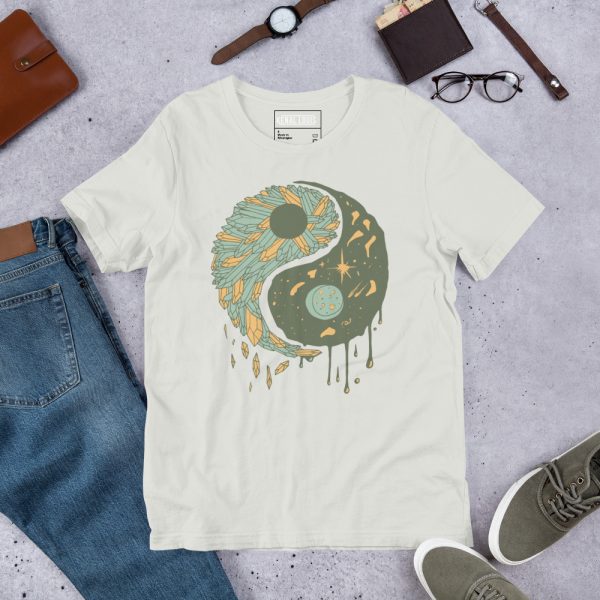 Sage Green Yin Yang Crystals and Night Sky - Yin Yang T-shirt