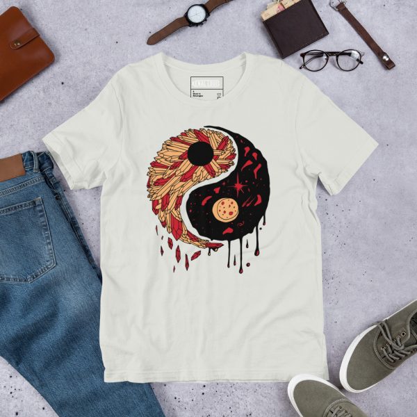 Cream and Red Yin Yang Crystals and Night Sky - Yin Yang T-shirt