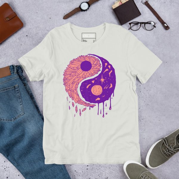Violet Yin Yang Crystals and Night Sky - Yin Yang T-shirt