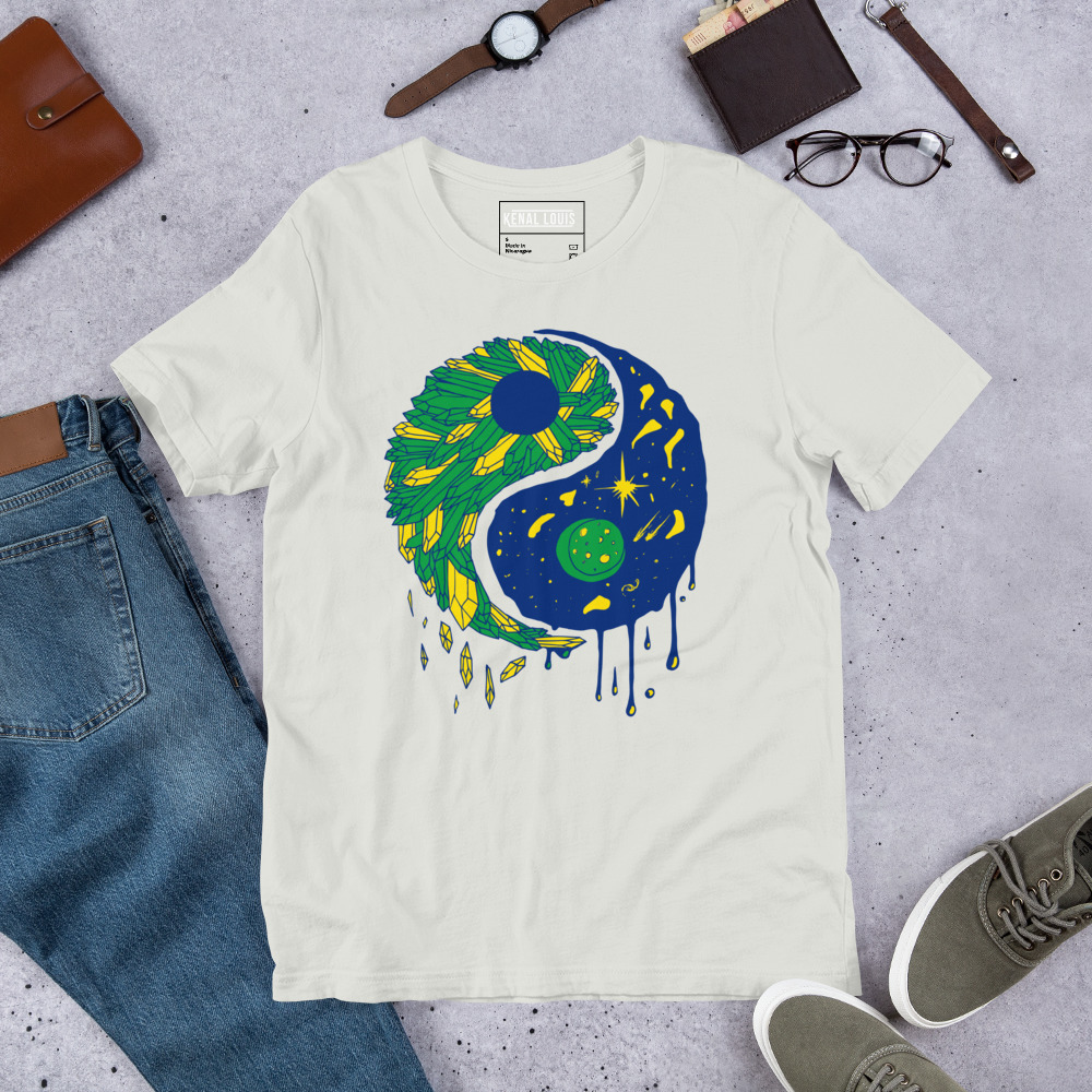 Brasil Yin Yang Crystals and Night Sky - Yin Yang T-shirt