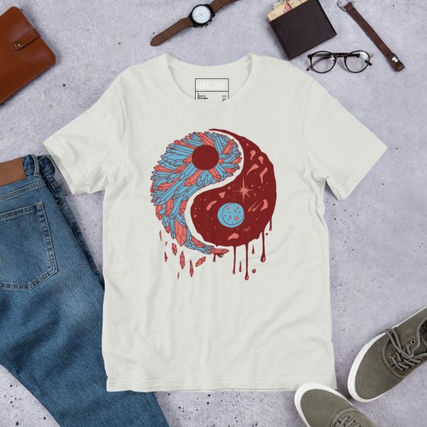 Pastel Blue Yin Yang Crystals and Night Sky - Yin Yang T-shirt