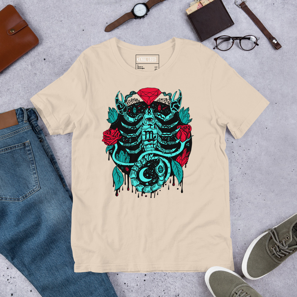 Turquoise Red Mystic Scorpio Zodiac - Scorpio T-shirt - Image 9