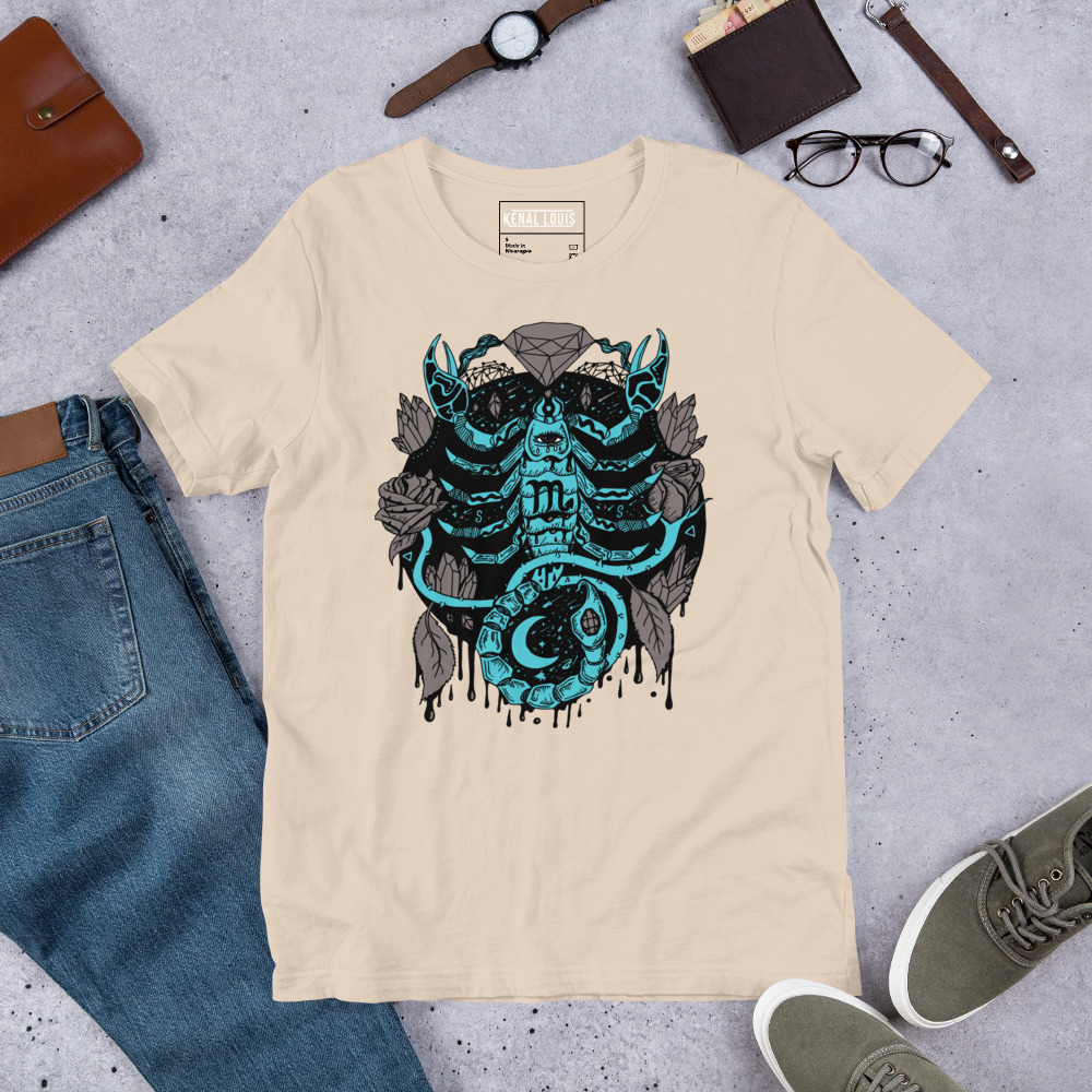 Blue and Grey Mystic Scorpio Zodiac - Scorpio T-shirt - Image 9