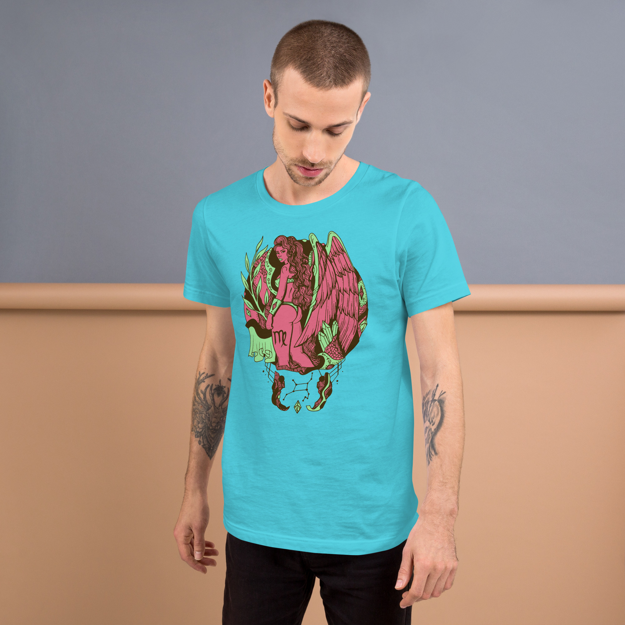 Pink and Green Virgo Beauty - Virgo T-shirt - Image 4