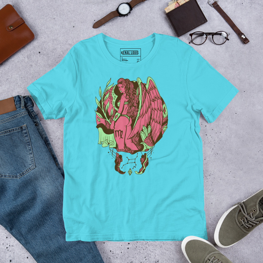 Pink and Green Virgo Beauty - Virgo T-shirt - Image 7