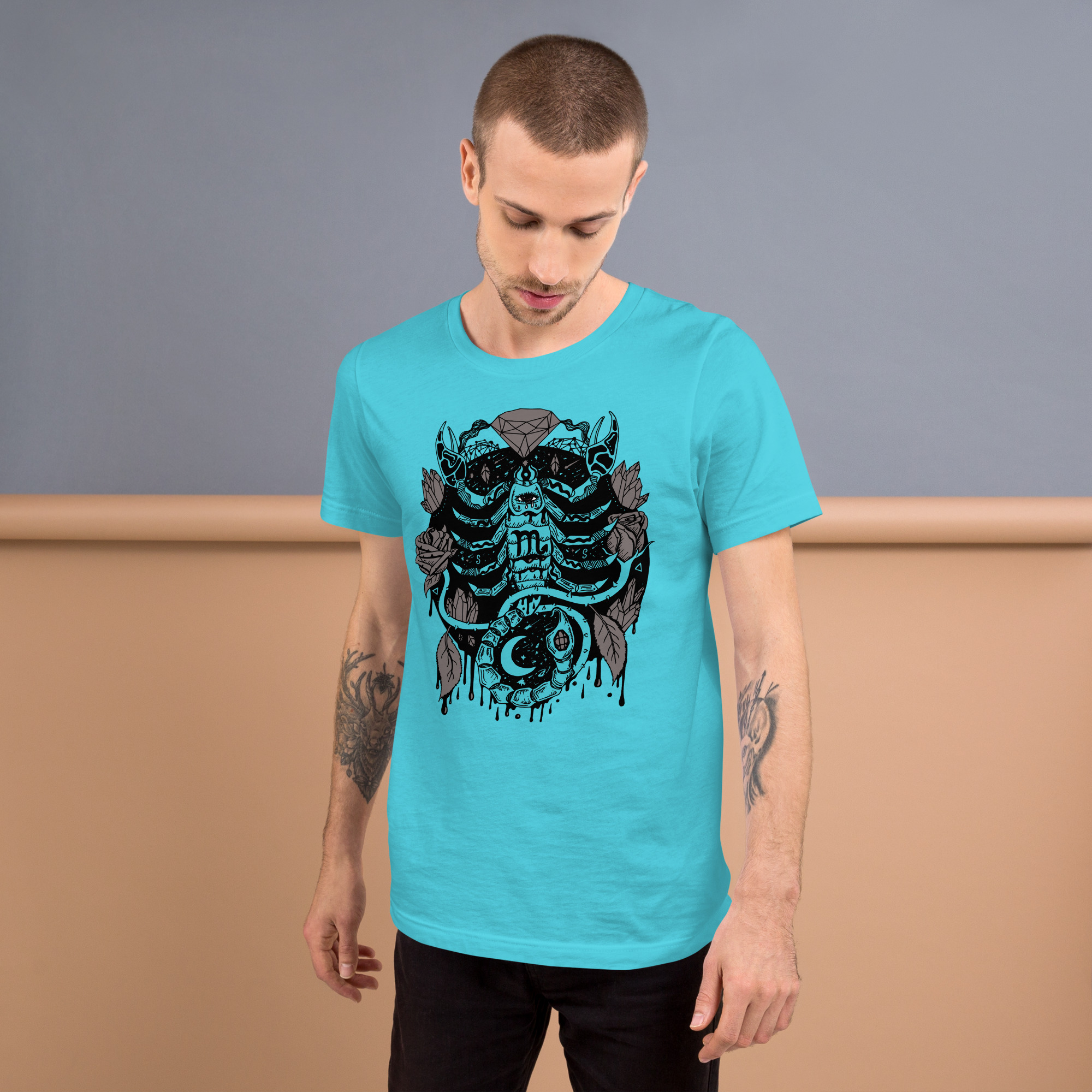 Blue and Grey Mystic Scorpio Zodiac - Scorpio T-shirt - Image 4