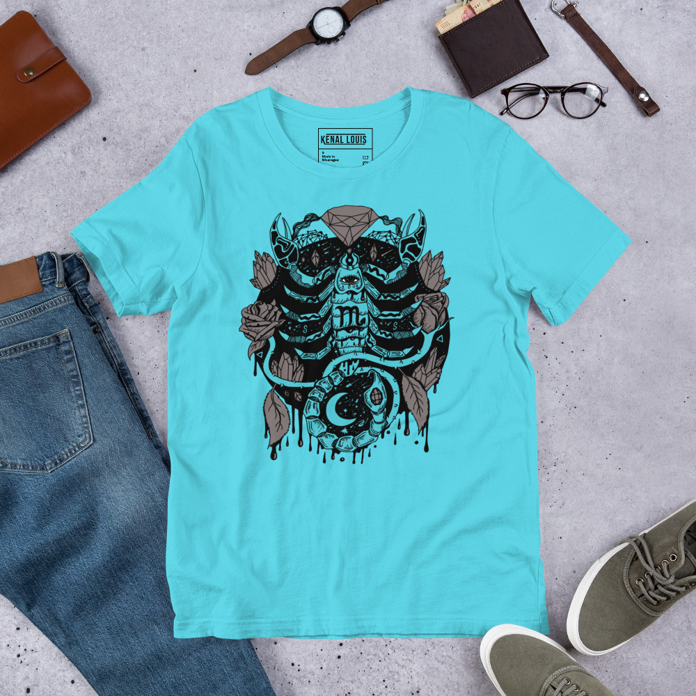 Blue and Grey Mystic Scorpio Zodiac - Scorpio T-shirt - Image 7