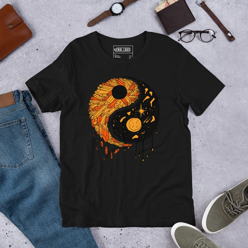 Yin Yang T-Shirt in Orange and Black Fall Graphic Tee