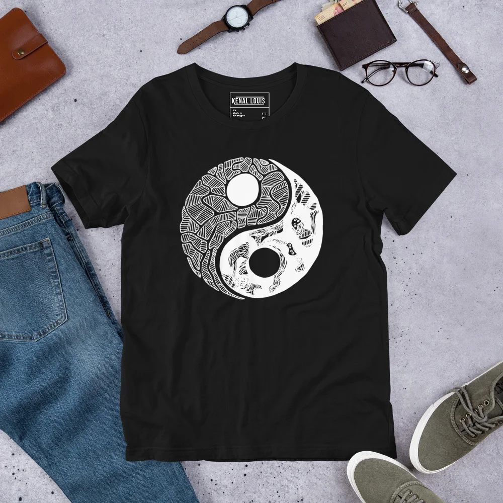 Yin Yang T-Shirt Abstract Line Art Graphic Tee