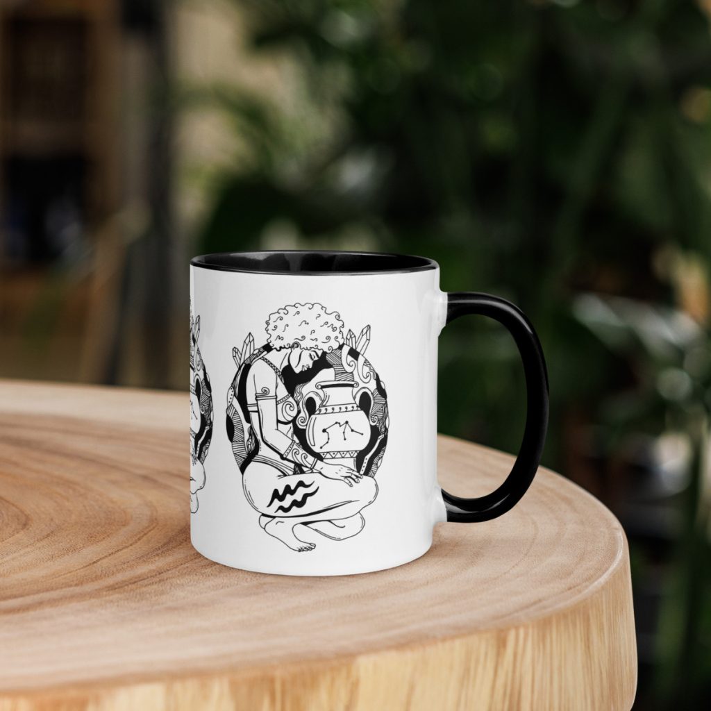 Aquarius-themed coffee mug part of the zodiac mugs by sign series for women