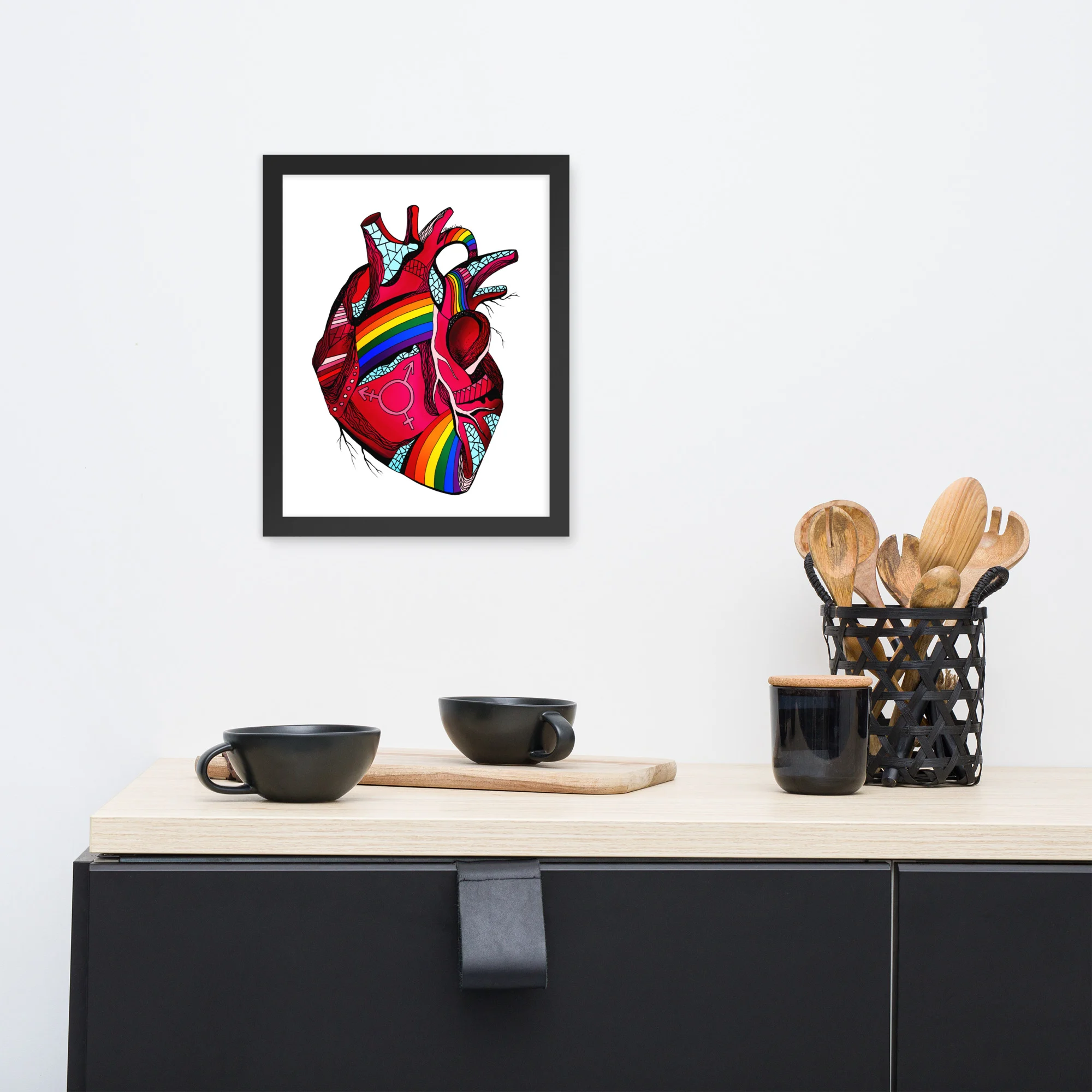 Pride Heart in Frames - Pride Framed Art Print - Image 3