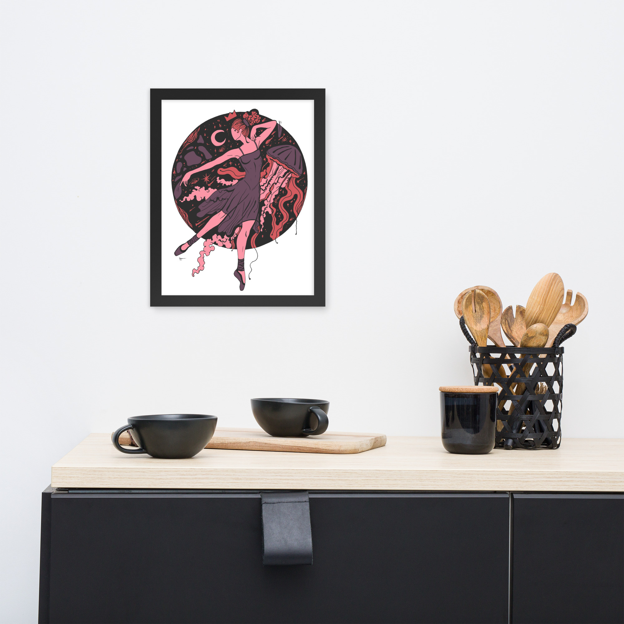 Amber and Rose The Oceanic Dancer | Ballerina Drawing Framed Art Print - Image 2