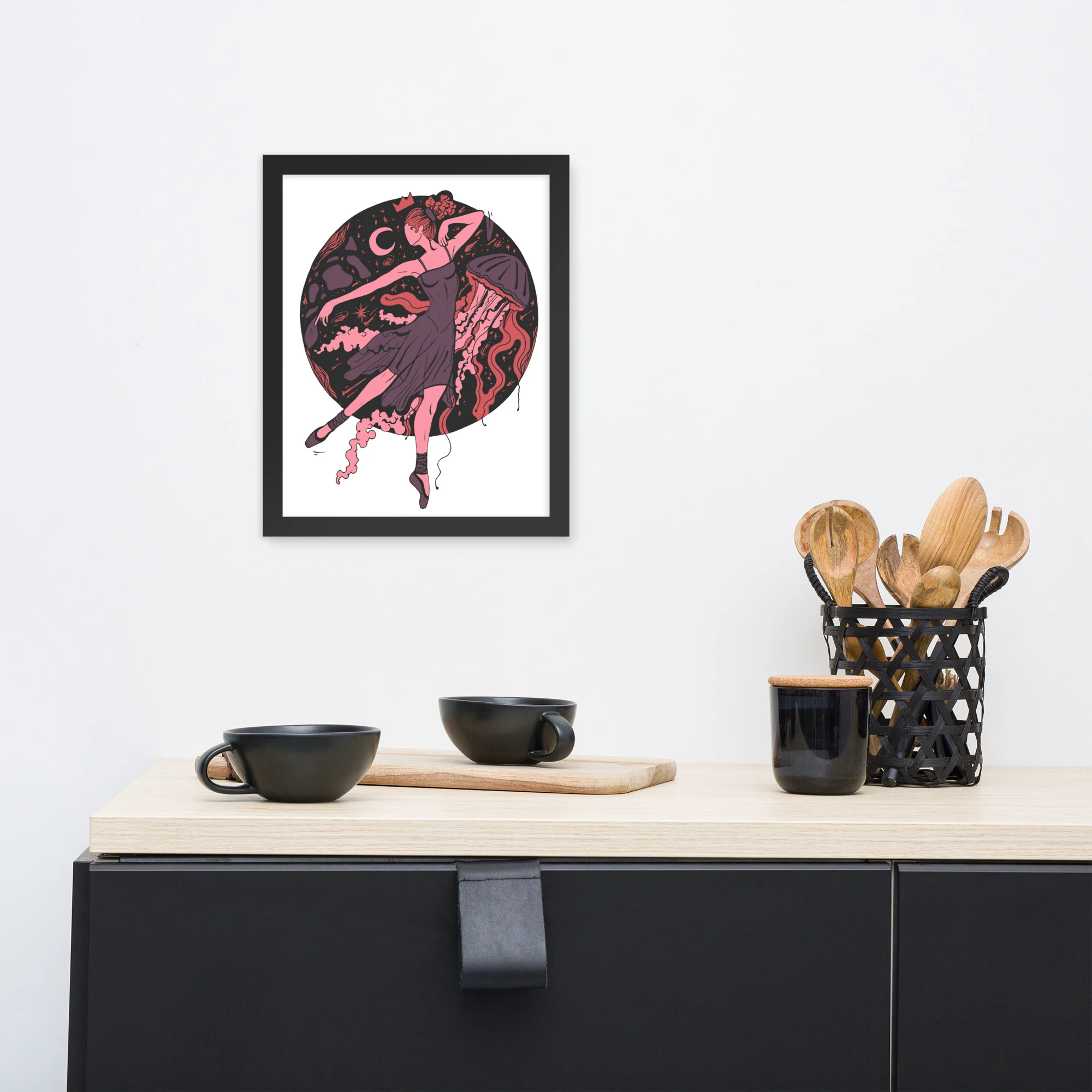 Amber and Rose The Oceanic Dancer | Ballerina Drawing Framed Art Print - Image 2