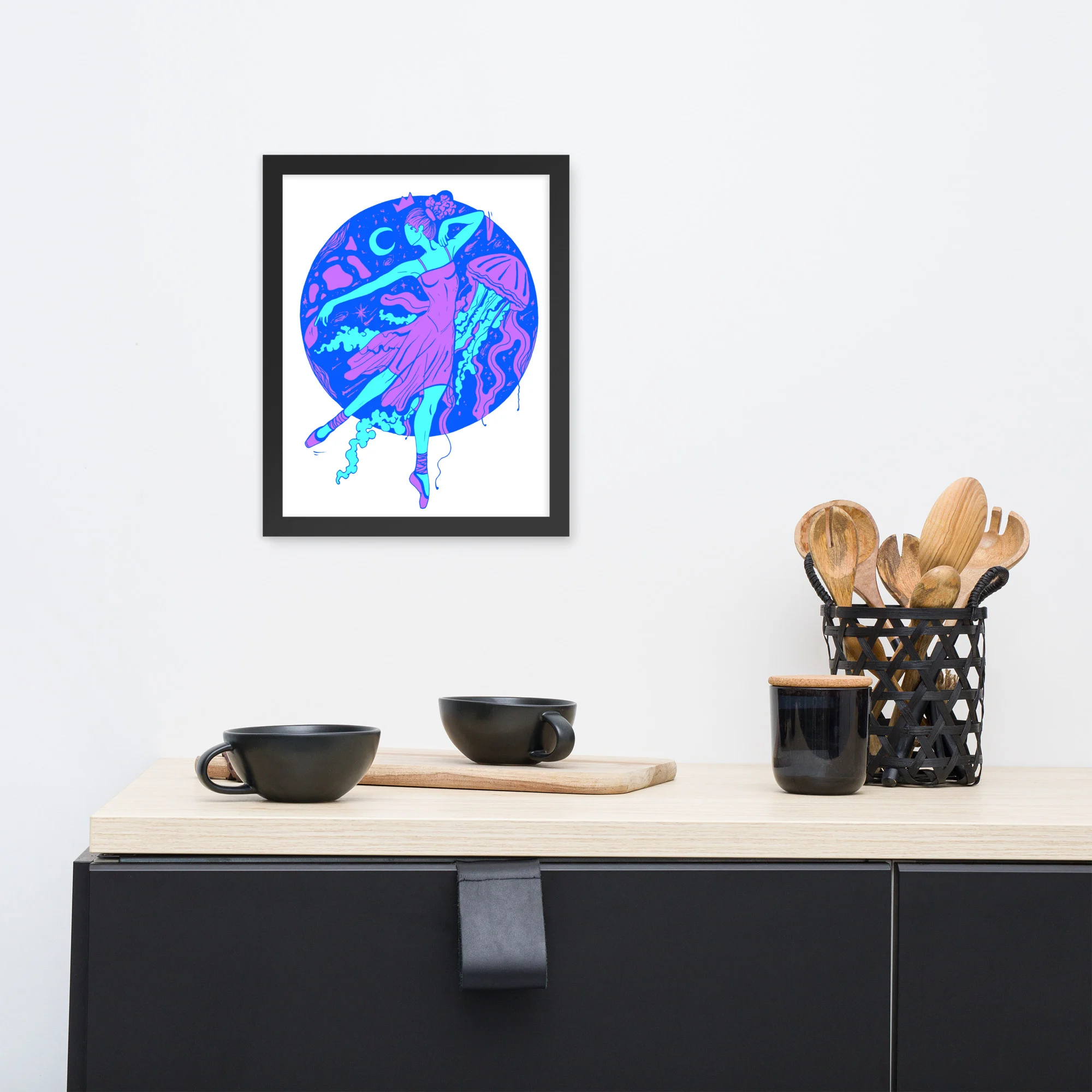 Blue The Oceanic Dancer | Ballerina Drawing Framed Art Print - Image 2