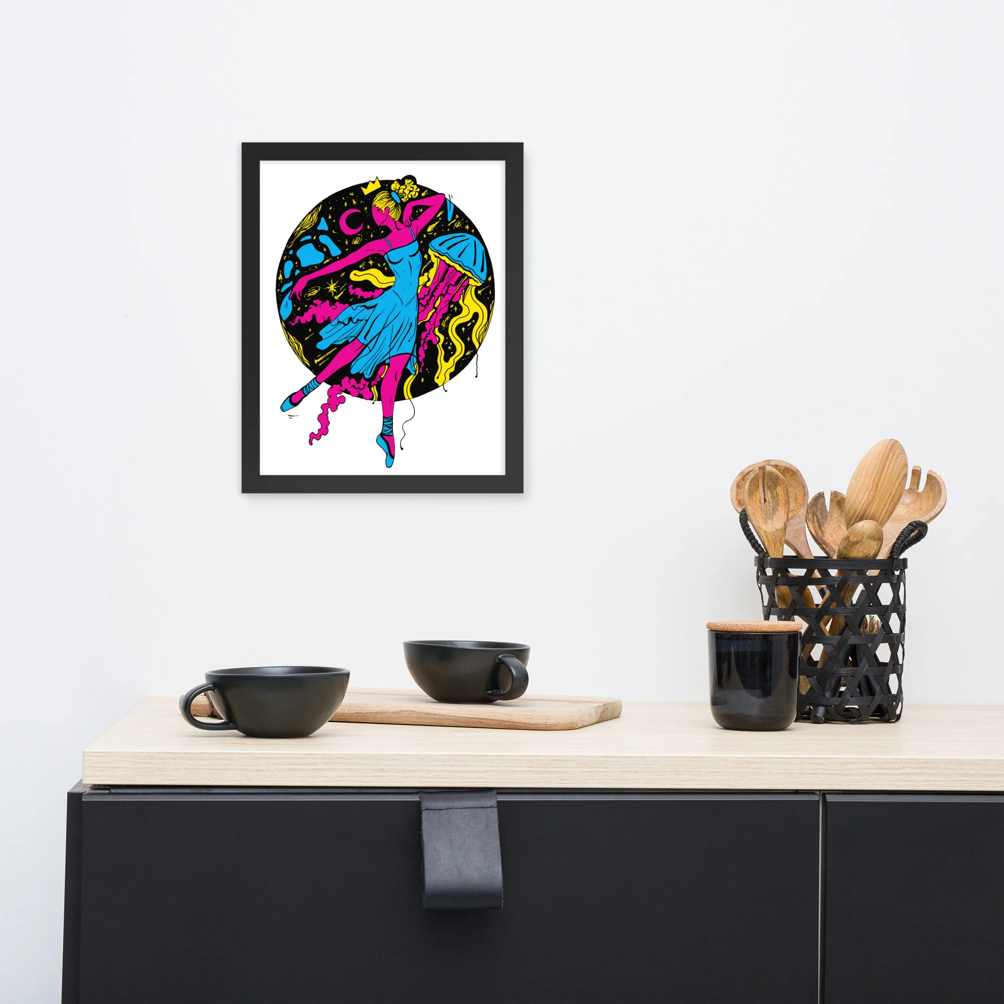 Pink and Green The Oceanic Dancer | Ballerina Drawing Framed Art Print - Image 2