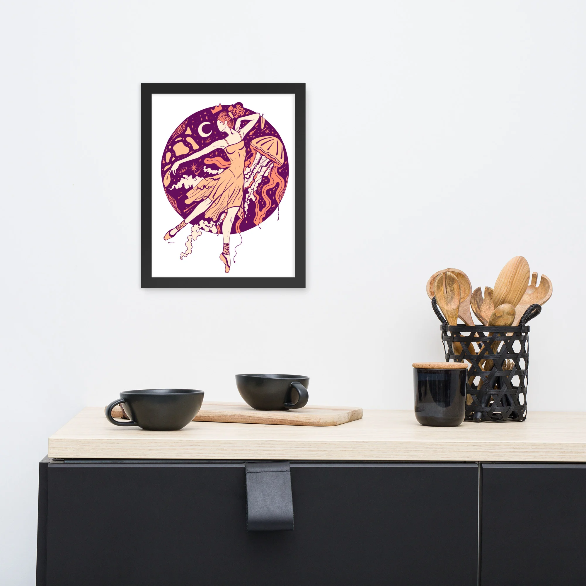 Peach The Oceanic Dancer | Ballerina Drawing Framed Art Print - Image 2