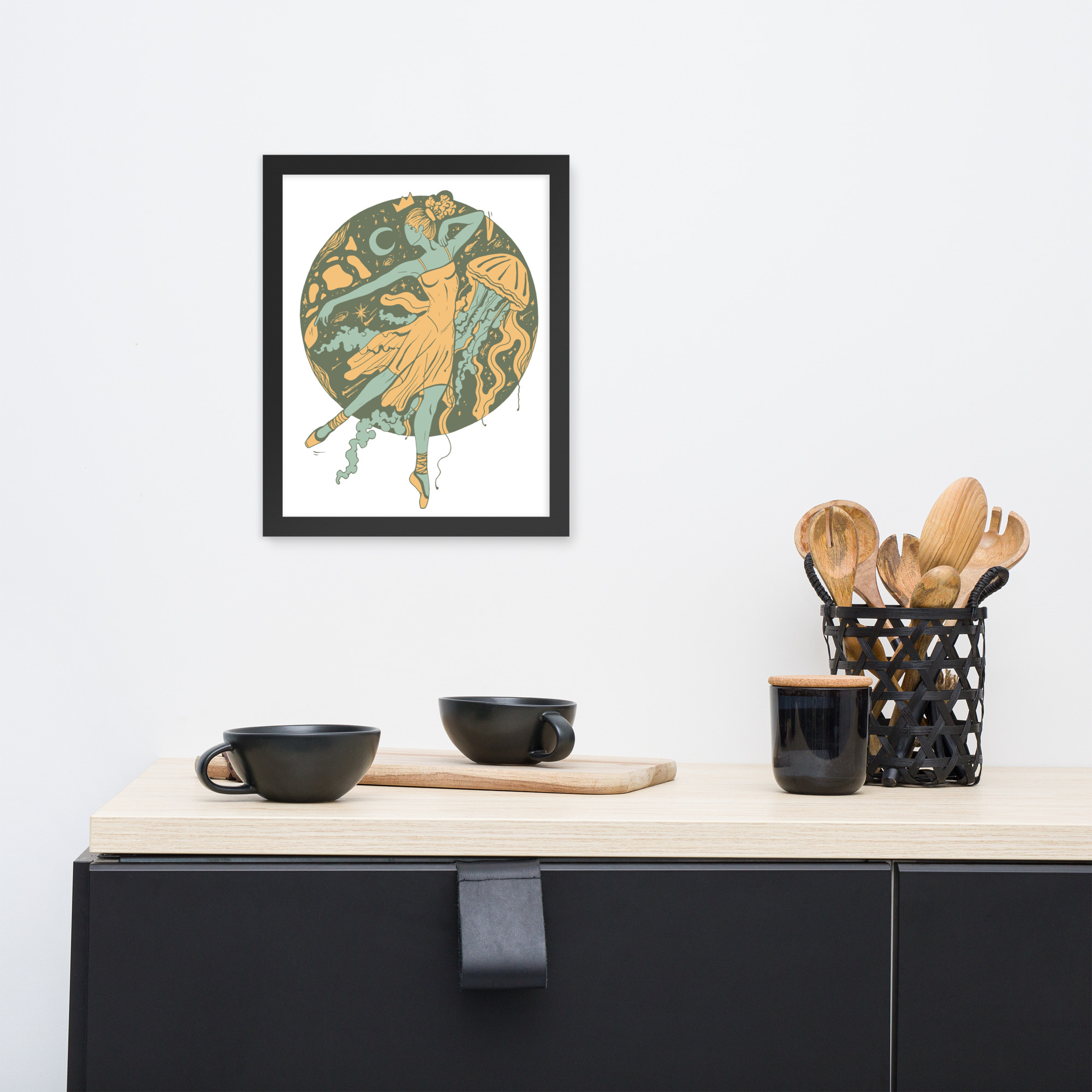 Sage Green The Oceanic Dancer | Ballerina Drawing Framed Art Print - Image 2