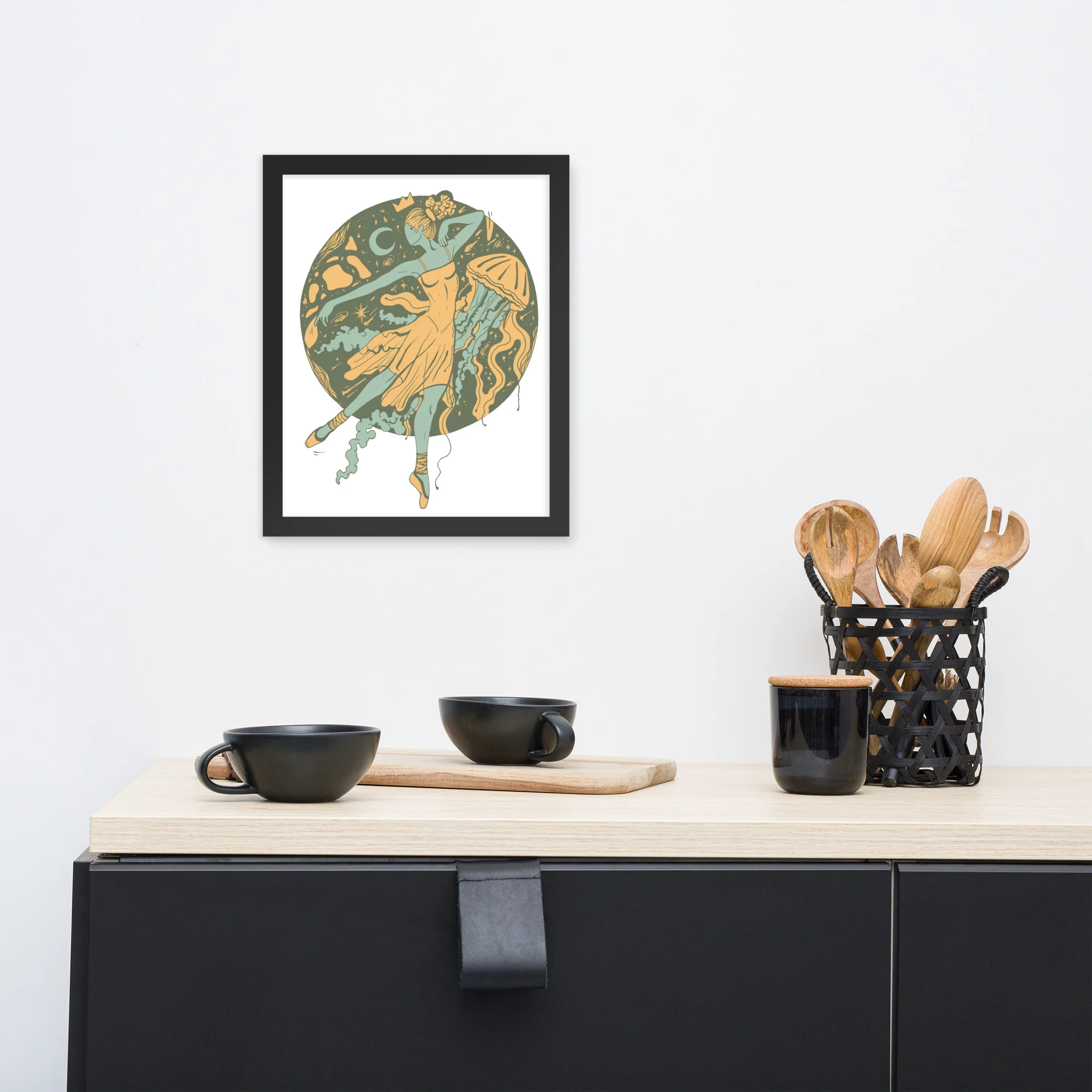 Sage Green The Oceanic Dancer | Ballerina Drawing Framed Art Print - Image 2