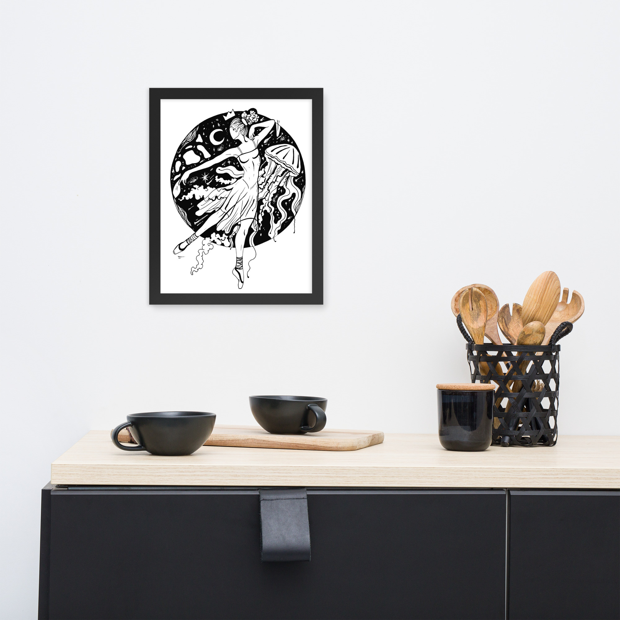 The Oceanic Dancer | Ballerina Drawing Framed Art Print - Image 2