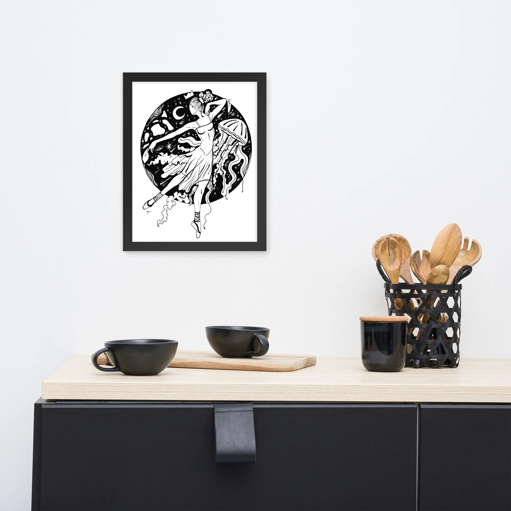 The Oceanic Dancer | Ballerina Drawing Framed Art Print - Image 2