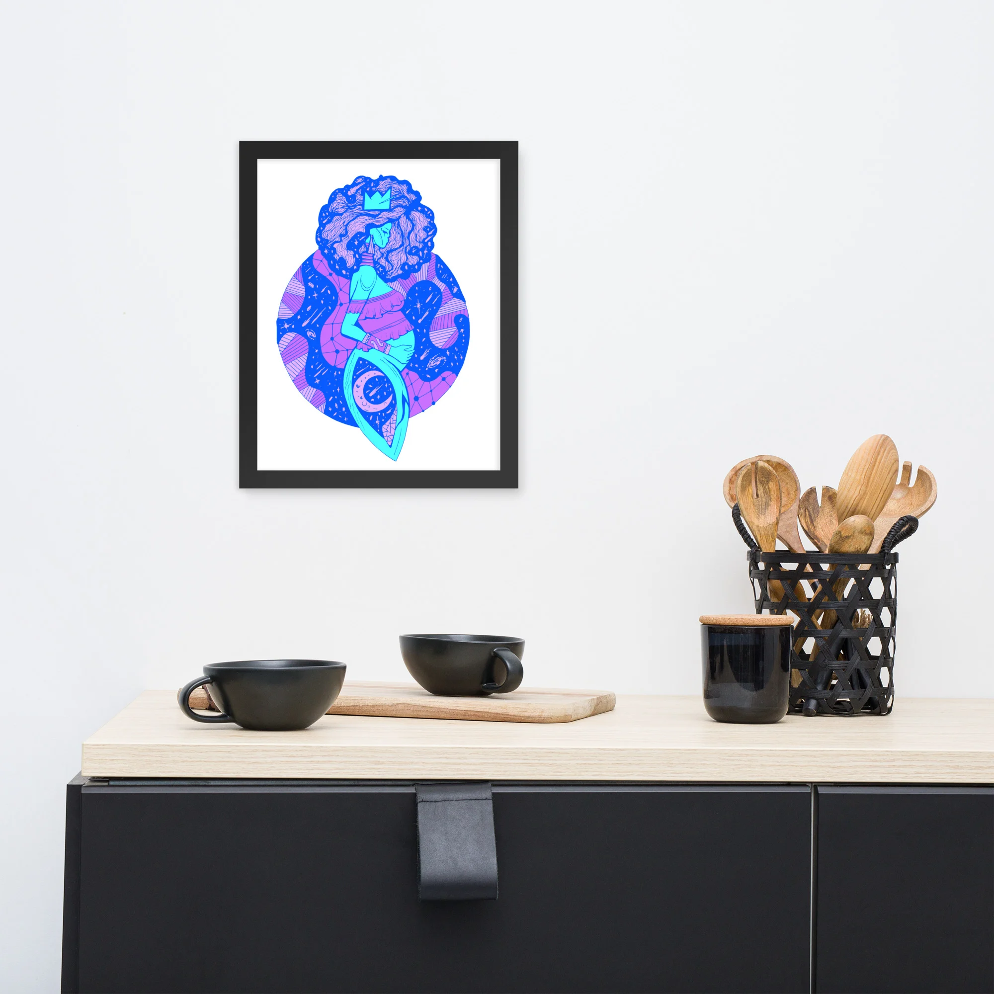 Blue Birth of Sahelle | Art gift for Mom Framed Art Print - Image 2