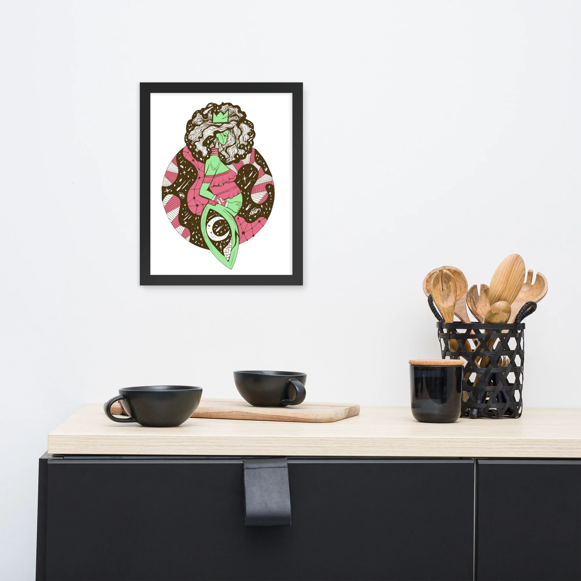 Pink and Green Birth of Sahelle | Art gift for Mom Framed Art Print - Image 2