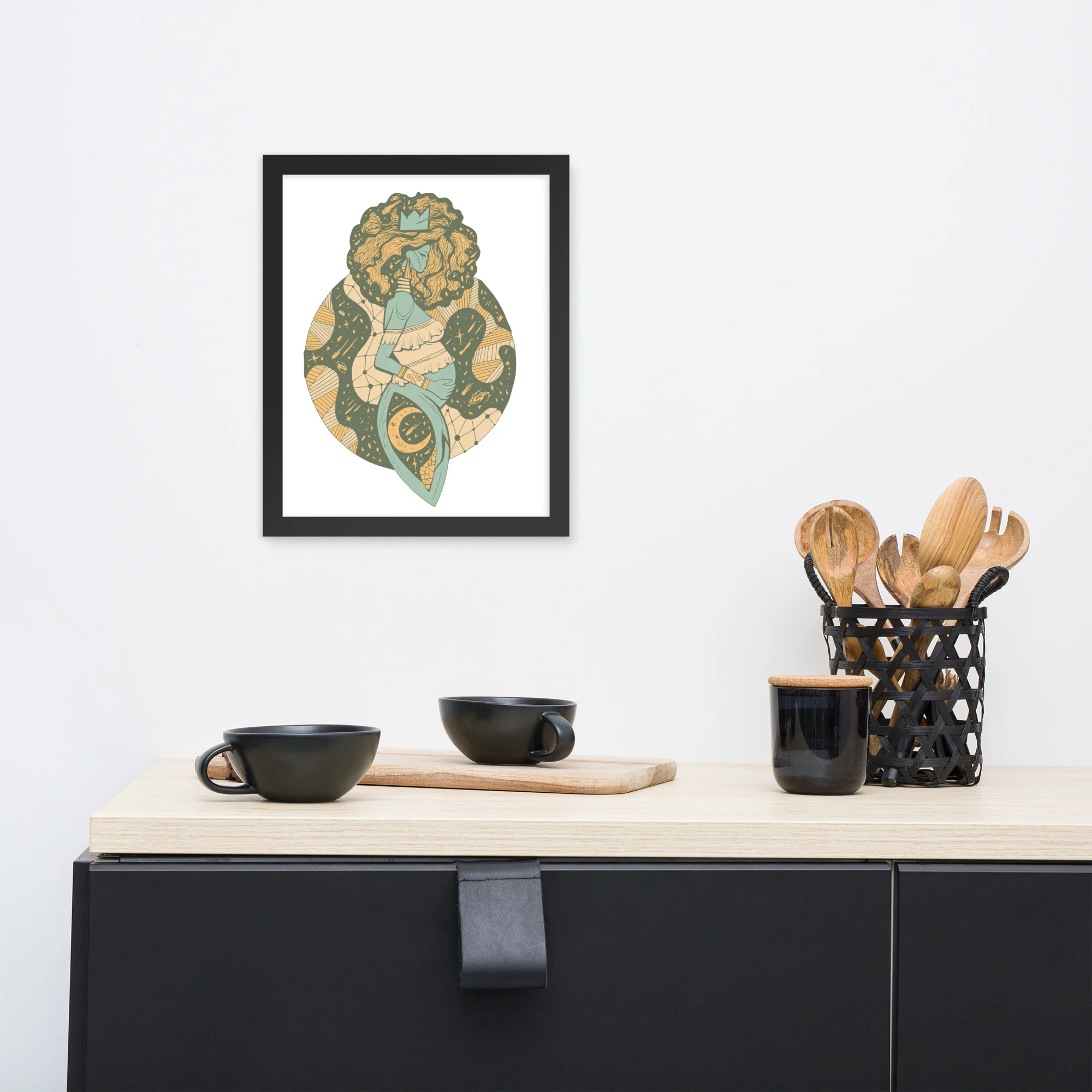 Sage Green Birth of Sahelle | Art gift for Mom Framed Art Print - Image 2