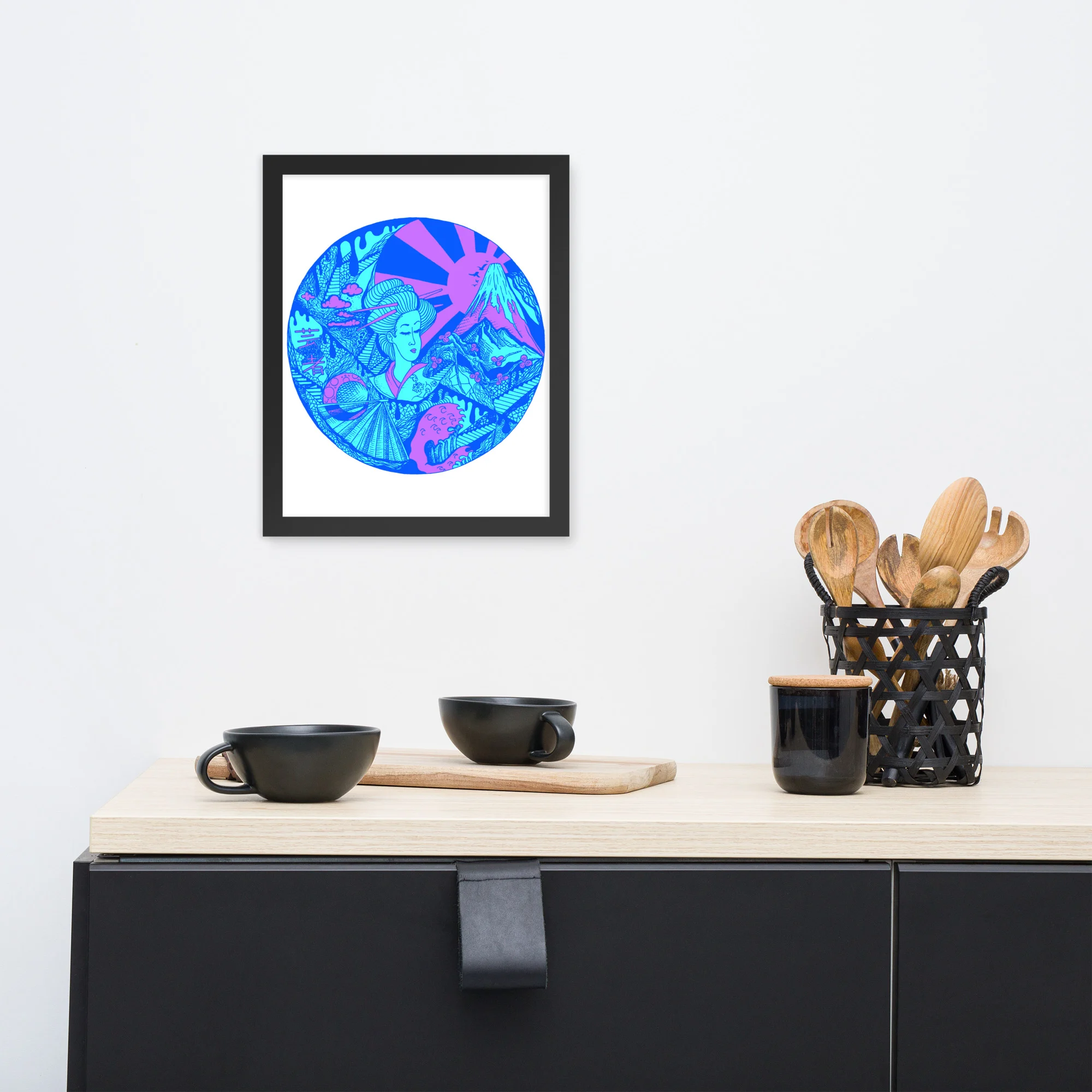 Blue Dreaming of Japan - Japanese Circle Framed Art Print - Image 2